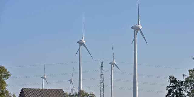 FILE - In this Oct. 12, 2012 file photo, the windmill of windfarmer Jan Marrink is pictured in Nordhorn, Germany.  (AP Photo/Martin Meissner,file)