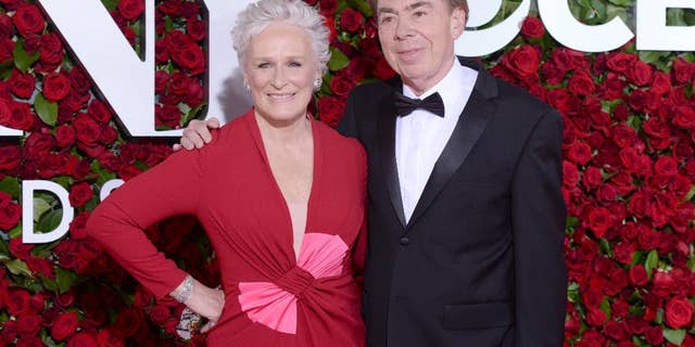Glenn Close , left, and Andrew Lloyd Webber arrive at the Tony Awards at the Beacon Theatre on Sunday, June 12, 2016, in New York. (Photo by Charles Sykes/Invision/AP)