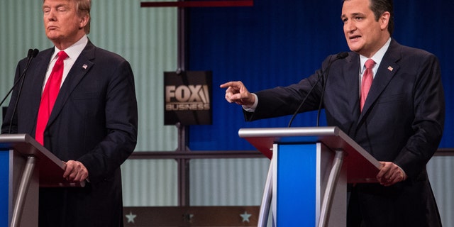 Ted Cruz gestures as he speaks during the debate.