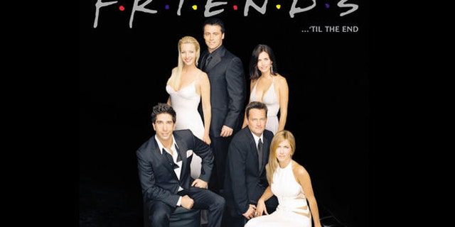 "Friends ... 'Til The End," book cover with tv series cast: David Schwimmer, Lisa Kudrow, Matt LeBlanc, Courteney Cox Arquette, Matthew Perry, and Jennifer Aniston.