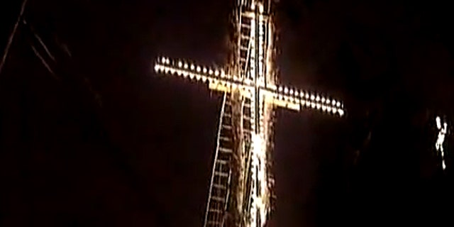 Carl Behr, 45, of Baldwin, Pa., received a notice on Monday ordering him to remove the cross, shown above, within five days or face a penalty. But Behr told FoxNews.com he plans to fight the order during a Baldwin Borough meeting late Tuesday. (WTAE.com)