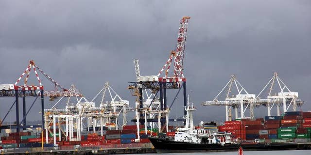 Cargo ship and cranes at the port of Durban on March 25, 2013