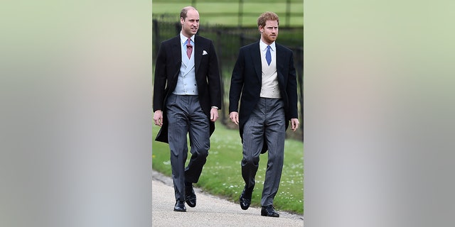 Britain's Prince Harry (R) and Prince William attend the wedding of Pippa Middleton, the sister of Britain's Catherine, Duchess of Cambridge, and James Matthews at St Mark's Church in Englefield, west of London, on May 20, 2017.