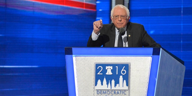 July 25, 2016: Sen. Bernie Sanders of Vermont speaks at the Democratic National Convention.