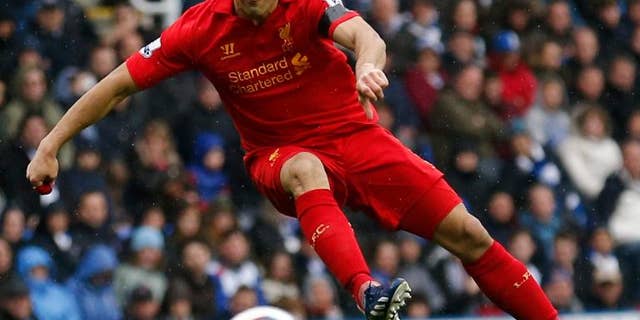 Liverpool's Uruguayan striker Luis Suarez at The Madejski Stadium in Reading, England on April 13, 2013