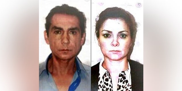 FILE - In this Nov. 5, 2014, two-image composite file photo, released by Mexico's Attorney General's office (PGR) shows the former mayor of the town of Iguala, Jose Luis Abarca, left, and his wife, Maria de los Angeles Pineda, after their arrest in Mexico City. The federal judiciary council said on Monday, Jan. 12, 2014, that a court ruled there was enough evidence to try Maria de los Angeles Pineda on charges she engaged in organized crime to traffic drugs and launder money. (AP Photo/PGR, File)