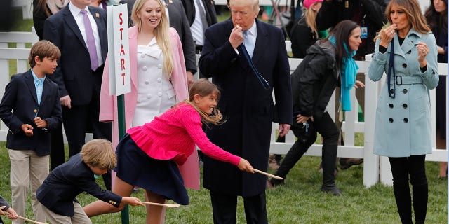 POTUS' youngest daughter wore a pink and white ensemble to the April 2 Easter Egg Roll.