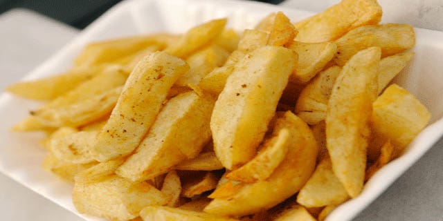 If you want to shed a few pounds, try swapping out french fries for a baked potato. A baked potato topped with salsa or some fat-free sour cream and fresh chives is virtually fat-free!