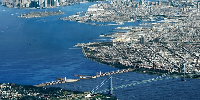 A proposal by Dutch engineering firm Arcadis to build a barrier in the Verrazano Narrows between New York's Brooklyn borough and Staten Island, shielding the Upper New York Bay.