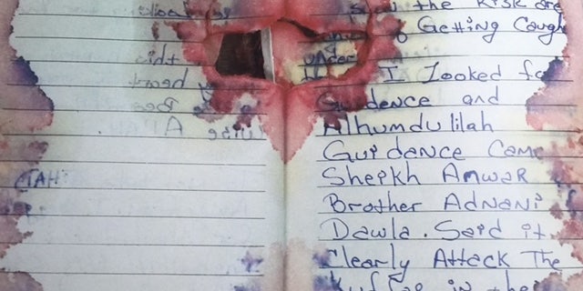 One image of a page from Rahami's journal was revealed during a House Homeland Security Committee hearing.