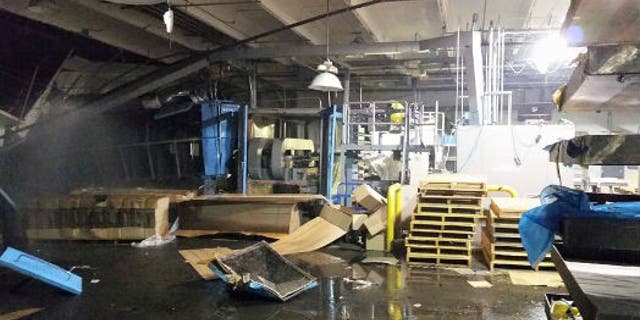 July 14, 2015: This image shows the interior of the Zodiac Aerospace plant in Newport, Wash. after an explosion. (Courtesy Christopher Demlow)