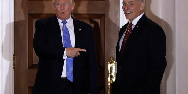 President-elect Donald Trump with retired Marine Corps Gen. John Kelly at the Trump National Golf Club Bedminster in New Jersey. He has picked Kelly to lead the Homeland Security Department.