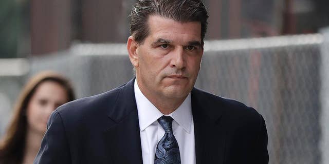 Fort Lee Mayor Mark Sokolich arrives at Martin Luther King, Jr., Federal Court for a hearing, Tuesday, Sept. 20, 2016, in Newark, N.J. Three years after gridlock paralyzed a New Jersey town next to the George Washington Bridge for four days, two former allies of Gov. Chris Christie are being tried. (AP Photo/Julio Cortez)