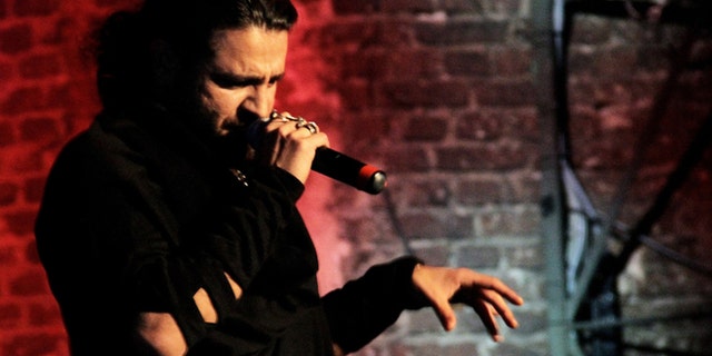 In this undated picture publicly provided by the Shahin Najafi managment, rapper Shahin Najafi performs in Duesseldorf , Germany.