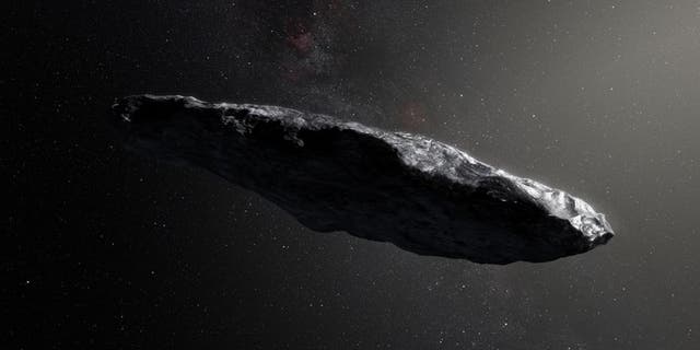 Artist's illustration of 'Oumuamua, the first interstellar object ever spotted in our solar system. (M. Kornmesser/ESO)