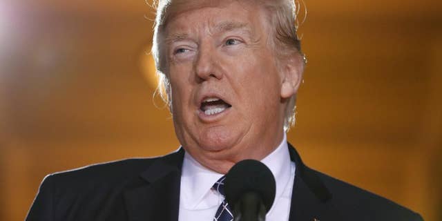President Donald Trump speaks on Capitol Hill in Washington, Tuesday, April 25, 2017, during the United States Holocaust Memorial Museum's National Days of Remembrance ceremony. (AP Photo/Carolyn Kaster)