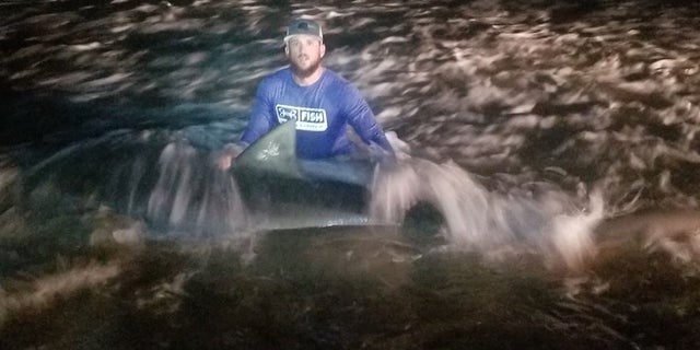 Zuniga said this was his first time catching a tiger shark.