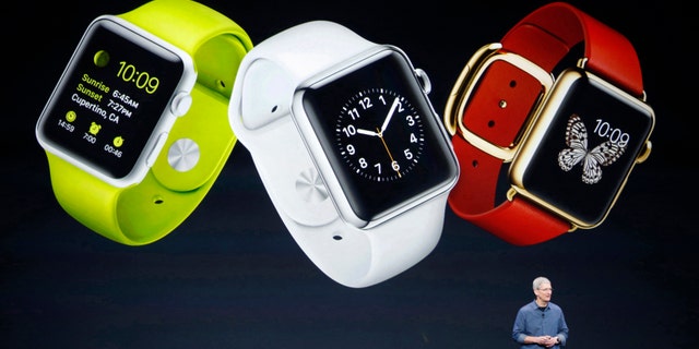 Apple CEO Tim Cook speaks about the Apple Watch during an Apple event at the Flint Center in Cupertino, California, Sept. 9, 2014.