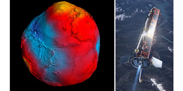 ESA's staellite (right) has delivered the most accurate model of the "geoid" ever produced.