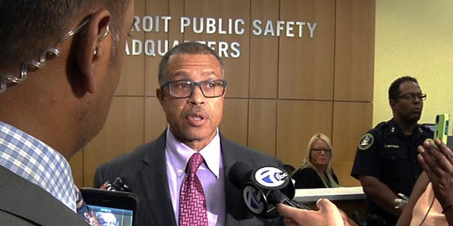 In this image from video, Detroit Police Chief James Craig speaks to reporters during a news conference held at his department's headquarters in Detroit, Monday July 11, 2016. (AP Photo/Mike Householder)