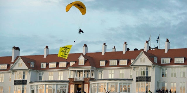 A paraglider buzzed President Trump and his Secret Service detail in western Scotland on Friday.