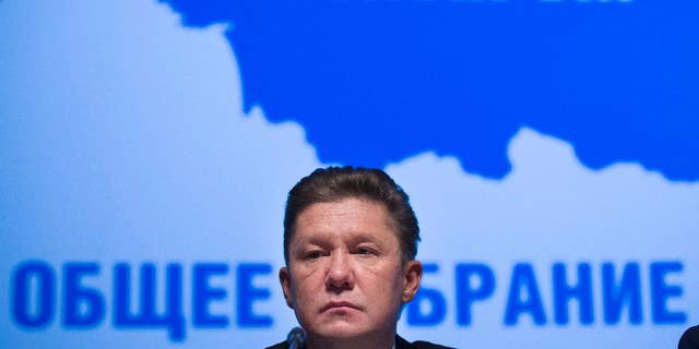 Russian state-run natural giant Gazprom CEO Alexei Miller attends an annual shareholders' meeting in the Gazprom headquarters in Moscow, Russia, Friday, June 27, 2014.