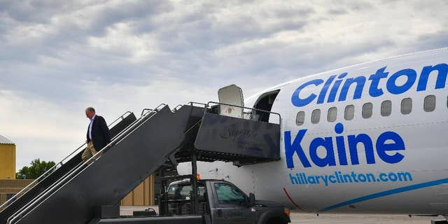 Democratic vice presidential candidate, Sen. Tim Kaine, D-Va., arrives in Minneapolis Tuesday, Sept. 13, 2016. (Glen Stubbe/Star Tribune via AP)
