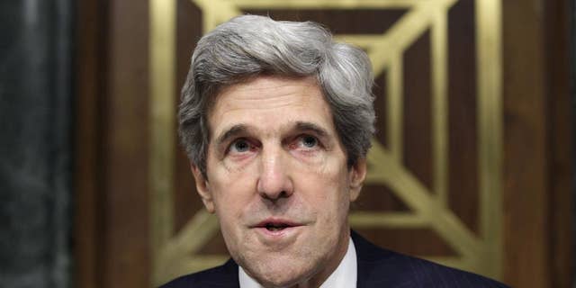 Senate Foreign Relations Committee Chairman John Kerry, D-Mass., talks about Libya and the importance of U.S. foreign policy in the Mideast, as Secretary of State Hillary Rodham Clinton appeared before the panel, Wednesday, March 2, 2011, on Capitol Hill in Washington. (AP Photo/J. Scott Applewhite)