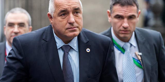 Bulgaria's Prime Minister Boyko Borissov arrives for a meeting of EPP members ahead of an EU summit.