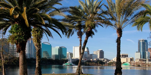 Orlando Skyline on lake Eola