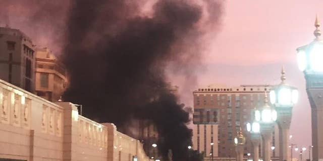 The explosion site in Medina on Monday.
