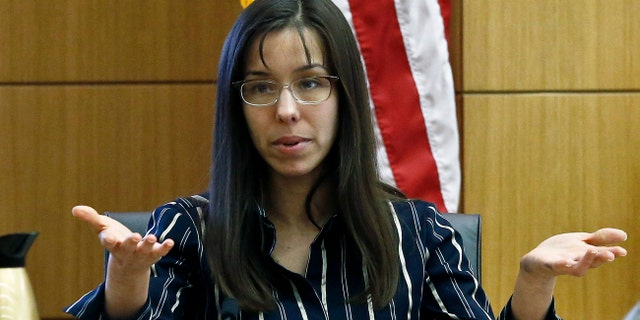 Feb. 13, 2013: Jodi Arias answers a question from one of her attorneys in Maricopa County Superior Court during her murder trial in Phoenix. (AP)