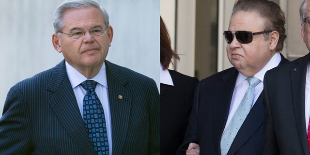 Left: U.S. Sen. Bob Menendez arrives at federal court, Thursday, April 2, 2015, in Newark, N.J. Right: Salomon Melgen leaves federal court, Thursday, April 2, 2015, in Newark, N.J. A federal grand jury indictment accuses Menendez of using the power of his Senate seat to benefit Melgen, a wealthy Florida eye doctor who prosecutors say provided the senator with luxury vacations, airline travel, golf trips and tens of thousands of dollars in contributions to a legal defense fund. (Photos: AP Photo/John Minchillo)