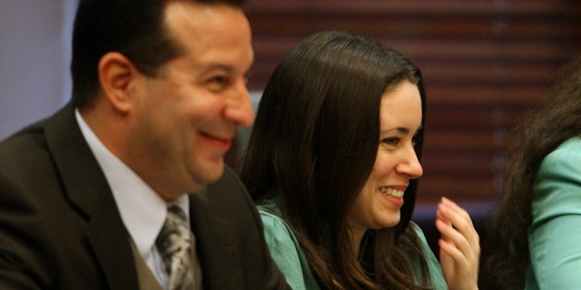 Casey Anthony looks at prosecutor Linda Drane Burdick during a hearing at the Orange County Courthouse in October 2009. 
