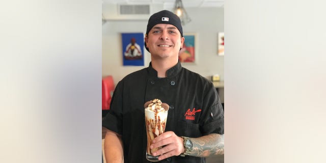 “It’s such a great cookie that we just wanted to enhance its flavors and put it inside of a milkshake,” Stephen Pucci, Aioli Gourmet Burgers sous chef, said of the Tagalong – You're It – Premier Milk Shake.