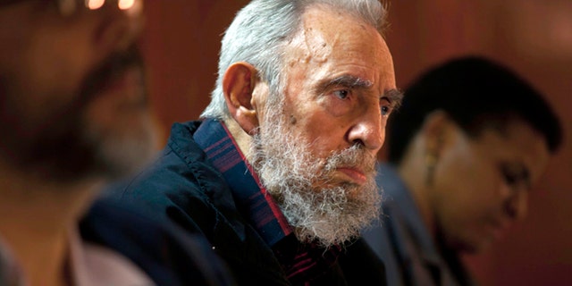 Fidel Castro meets with intellectuals and writers at the International Book Fair in Havana, Cuba, on Feb. 10, 2012.