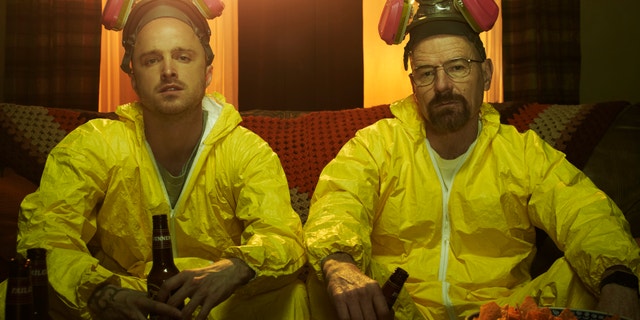 Aaron Pauland as Jesse Pinkman and Bryan Cranston as Walter White in "Breaking Bad."