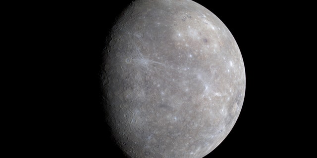 Color differences on Mercury are subtle, but they reveal important information about the nature of the planet's surface material. A number of bright spots with a bluish tinge are visible in this image taken by MESSENGER on Jan. 14, 2008, which is a mosaic from three different images.