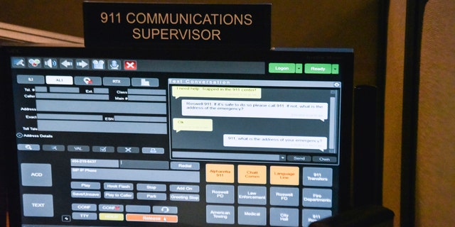 This photo taken March 15, 2018 shows a 911 call center in Roswell, Ga., with one of the computer screens used by dispatchers shows a text message that has come into the system. The Roswell call center is one of the few in the United States that accepts text messages. This year is the 50th anniversary of the first 911 call placed in the United States and authorities say it is in desperate need to have its technology modernized. (AP Photo/Lisa Marie Pane)