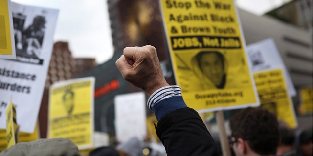 Protesters gather in support of Trayvon Martin at a 2012 demonstration in New York City. 