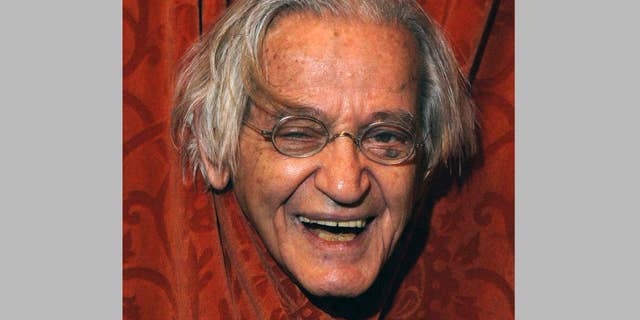 FILE - This April 24, 2004 file photo shows comedian Irwin Corey at the Ethel Barrymore Theatre in New York. Corey, the wild-haired comedian and actor who was known for his nonsensical style and who billed himself as “The World’s Foremost Authority,” died Monday, Feb. 6, 2017, at his home in Manhattan. He was 102. (AP Photo/Jim Cooper, File)