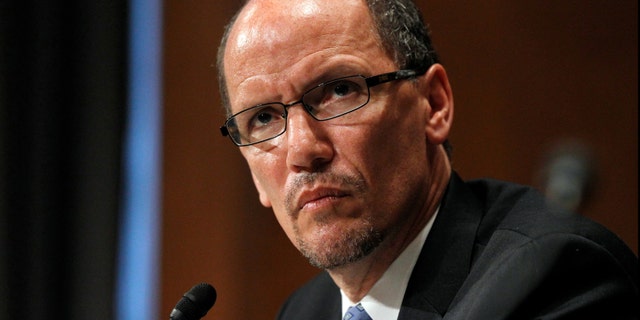 Labor Secretary nominee Thomas Perez listens on Capitol Hill in Washington, Thursday, April 18, 2013, as he testifies before the Senate Health, Education, Labor and Pensions Committee hearing on his nomination.