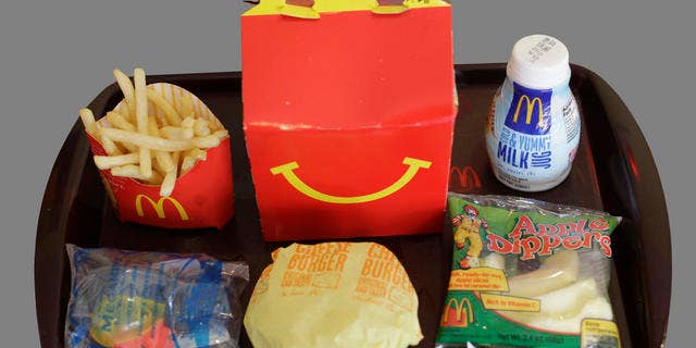 Shown is a Happy Meal at a McDonald's restaurant in San Francisco, Monday, Nov. 8, 2010. In the left foreground is a character toy included with the meal from the movie Megamind. It is a happy moment for people who see the Happy Meal as anything but. San Francisco is poised to become the first major American city to require fast-food restaurants to sell meals that meet set nutritional guidelines or not include a toy with them. (AP Photo/Eric Risberg)