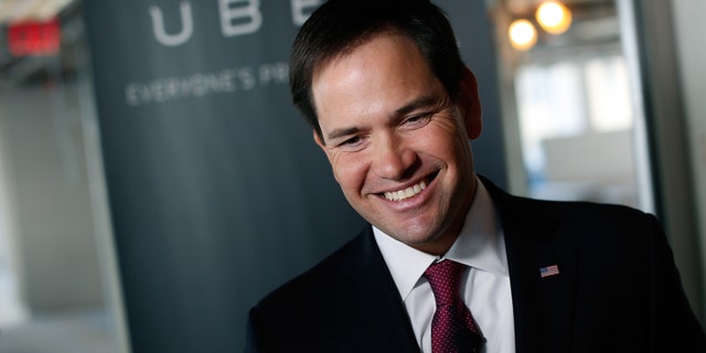 U.S. Sen. Marco Rubio speaks at Uber's headquarters March 23, 2014 in Washington, DC.