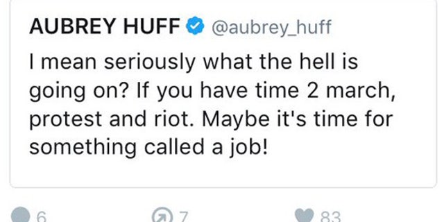 A screenshot of one of Aubrey Huff's tweets, which he later appeared to have deleted.