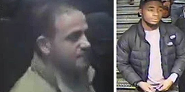 London police released these photos of two men in connection to the incident at the Oxford Circus subway station.