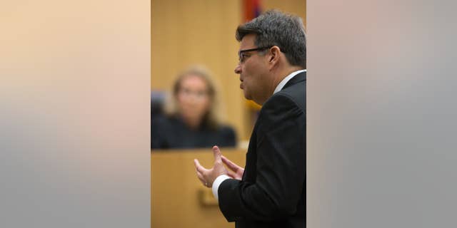 Defense attorney Kirk Nurmi presents his final arguments during the sentencing phase of the Jodi Arias retrial at Maricopa County Superior Court, Tuesday, Feb. 24, 2015 in Phoenix. (AP Photo/The Arizona Republic, Mark Henle, Pool)