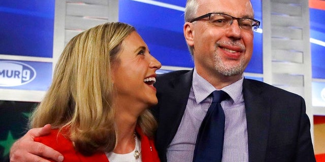 Bernie Sanders' son, Levi Sanders, right, sharing a laugh with Maura Sullivan following a debate for Democratic hopefuls earlier this month. He was trounced on Tuesday in the primary.
