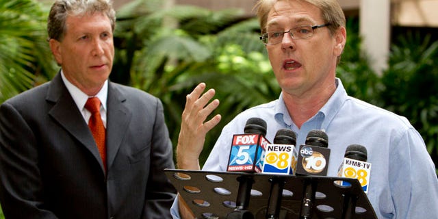 Oct. 24, 2010: SNAP National Director David Clohessy, right, and attorney Irwin Zalkin speak with members of the media during a news conference Sunday in San Diego. Attorneys for nearly 150 people who claim sexual abuse by Roman Catholic priests released thousands of pages of previously sealed internal church documents Sunday that detail complaints against the clerics and include medical records and correspondence between priests and their superiors.