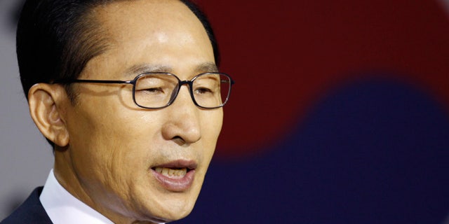 May 24: South Korean President Lee Myung-bak delivers a speech at the War Memorial of Korea in Seoul. (AP)